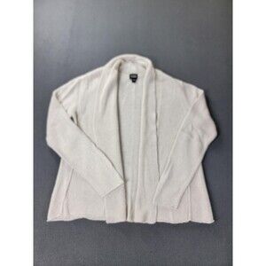 Eileen Fisher Sweater Womens Large Ivory Open Front Cardigan‎ Silk Blend Knit